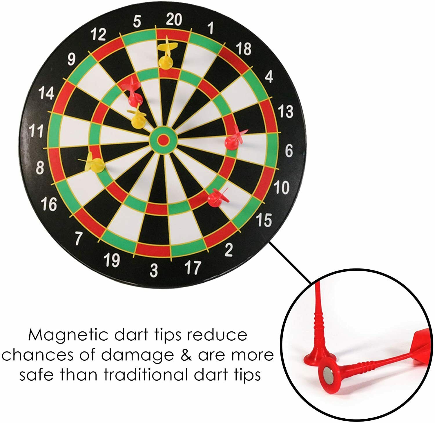 FULL SIZE 16" Magnetic Dartboard 6 Darts Family Party Kids Game Fun Gift New