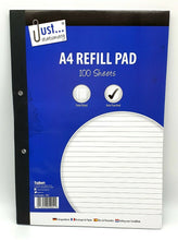Load image into Gallery viewer, A4 Refill Pad Ruled 100 Pages Margin Lined Writing Note Book Punched Holes
