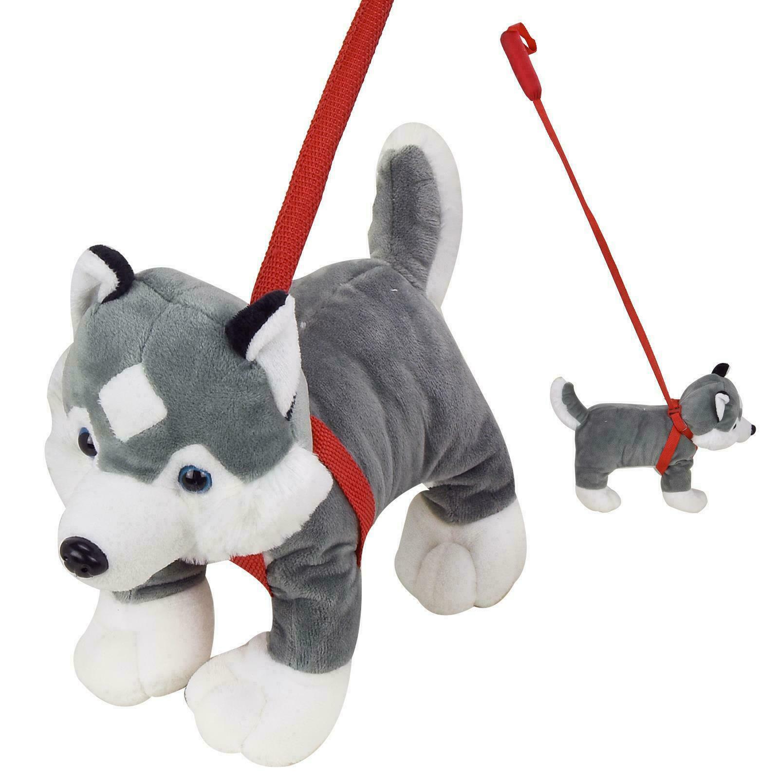 Standing Dogs on Lead Plush Medium Stuffed Teddy Soft Toy Kids Toddler Toy