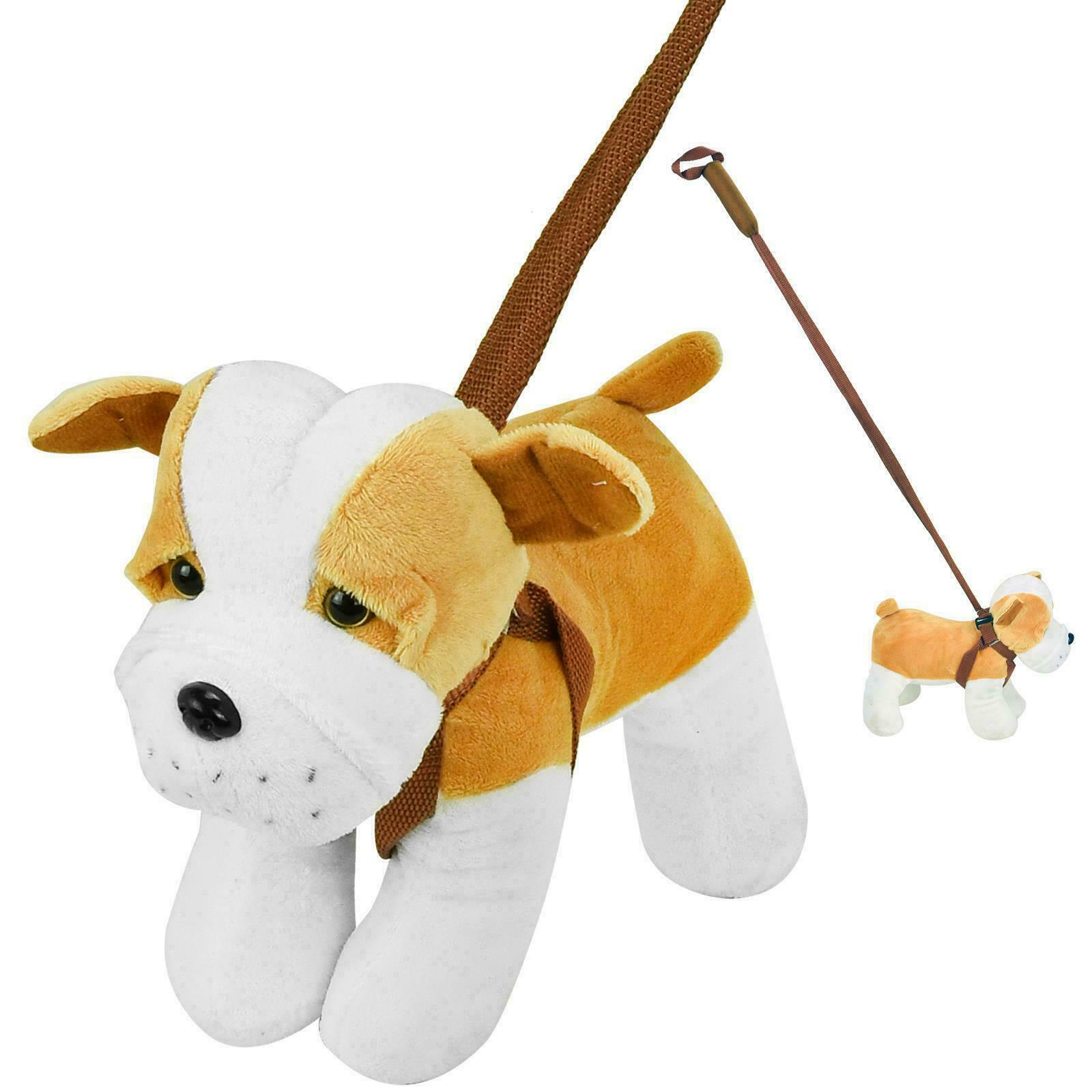 Standing Dogs on Lead Plush Medium Stuffed Teddy Soft Toy Kids Toddler Toy