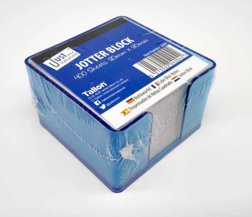 2 x 400 Sheet Memo Block Paper Set with Plastic Cube Holder – Office Note Paper Jotter Pad for Messages, Reminders & Desk Organisation