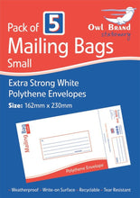 Load image into Gallery viewer, Pack of 5 Small Mailing Bags White Polythene Envelopes Extra Strong Postal Bag
