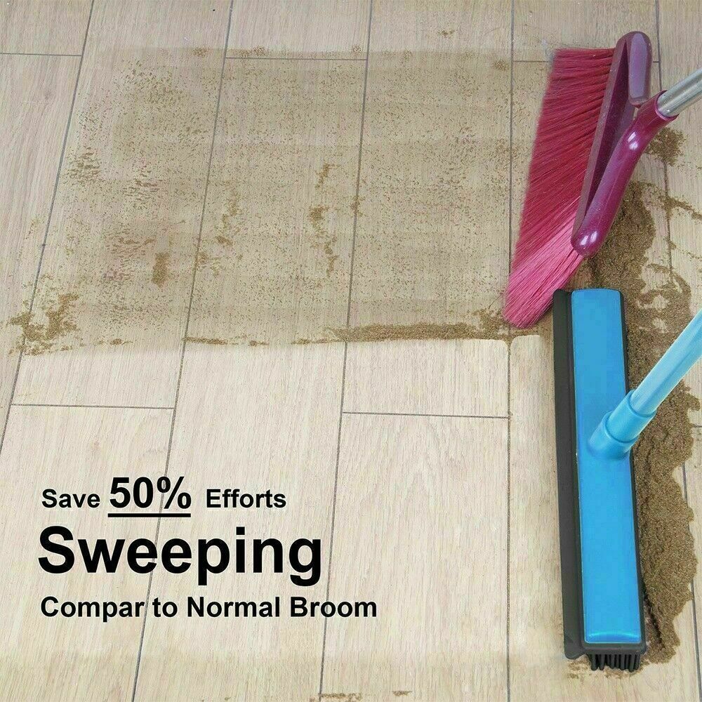 Rubber Broom Indoor Rubber Bristle Soft Sweeping Brush with Extending Handle UK