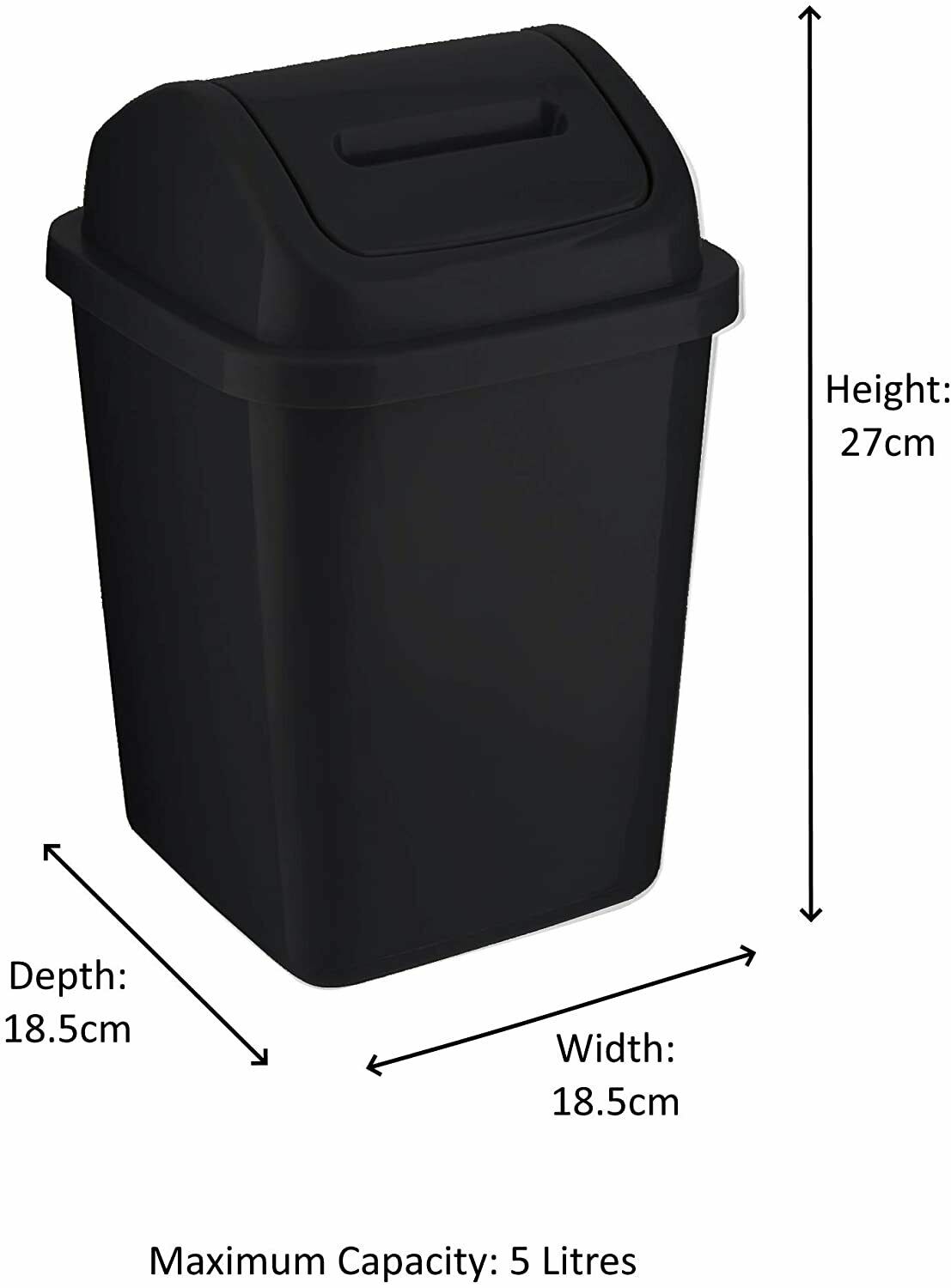 5L Plastic Swing Top Bin – Compact Waste Rubbish Bin for Kitchen, Bathroom, Office & Home