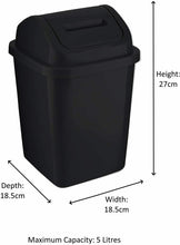 Load image into Gallery viewer, 5L Plastic Swing Top Bin Waste Rubbish Dust Trash Can Paper Home Kitchen Office

