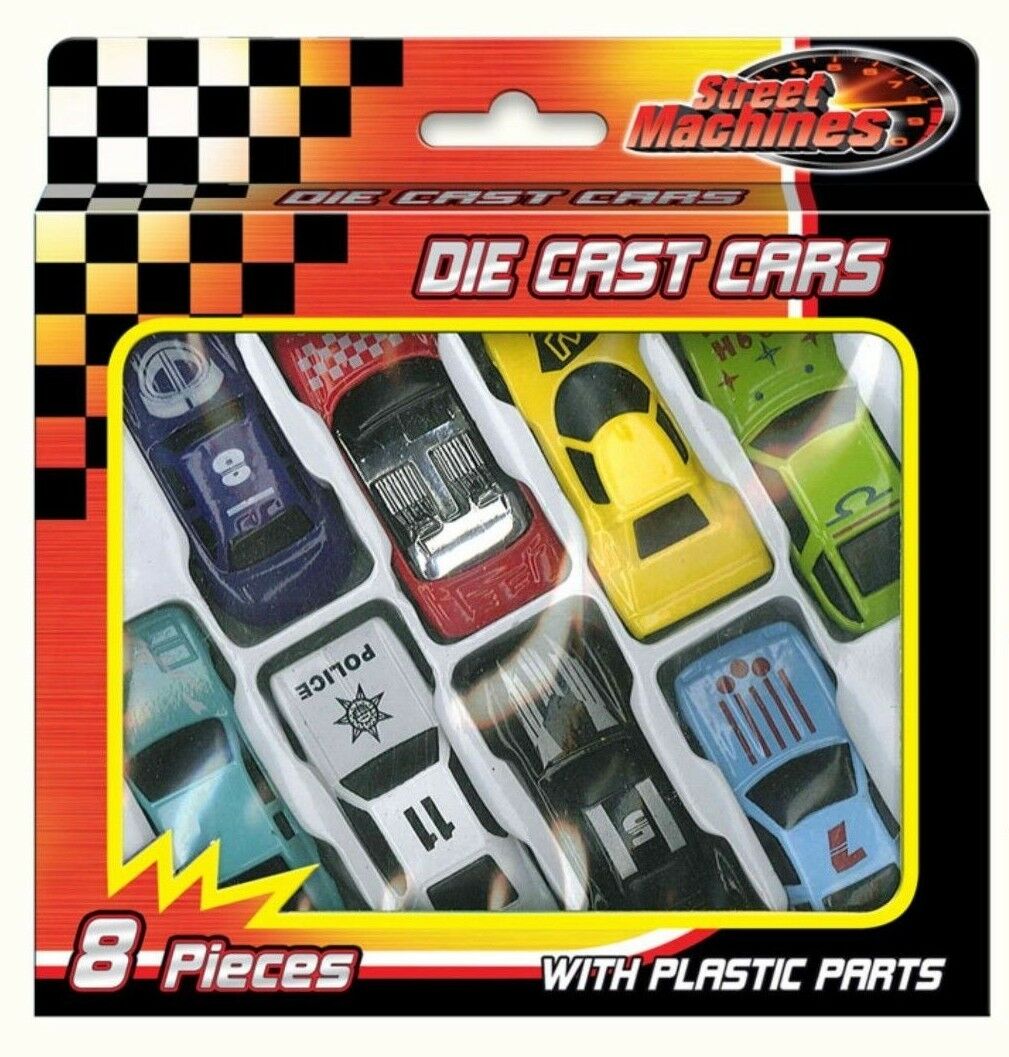 8 Pc Die Cast Racing Cars Vehicle Children Kids Boys Play Toy Birthday Gift Set