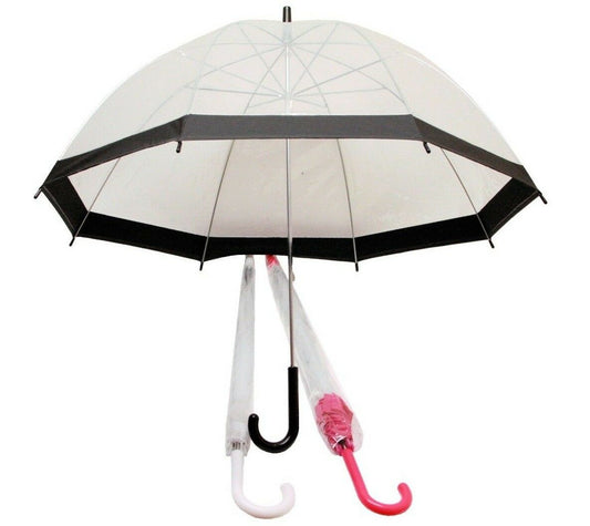 23''Large Clear See Through Dome Umbrella Ladies Transparent Walking Rain Brolly