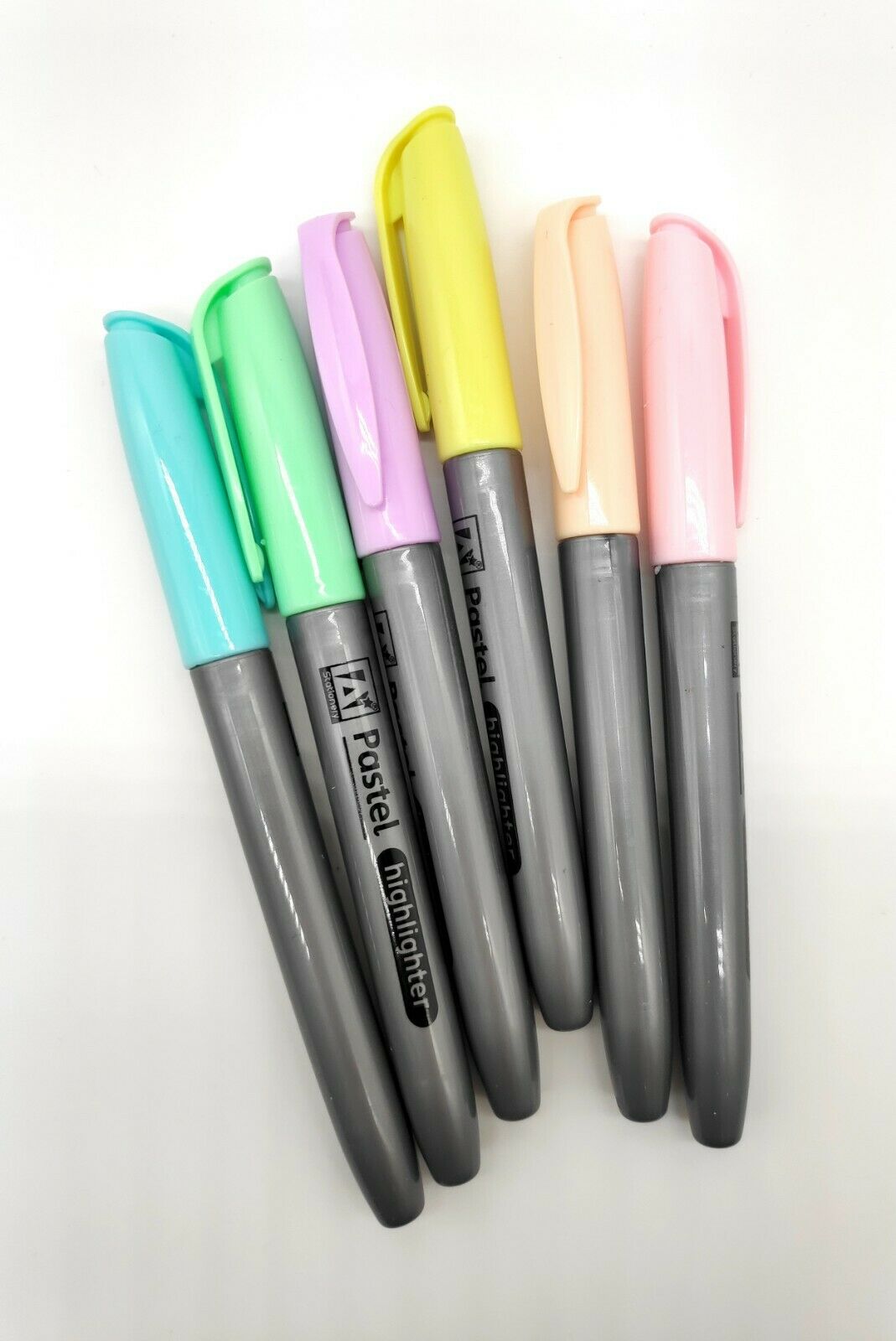 6 x PASTEL HIGHLIGHTER MARKER PENS Assorted Colours Office School Pack Set