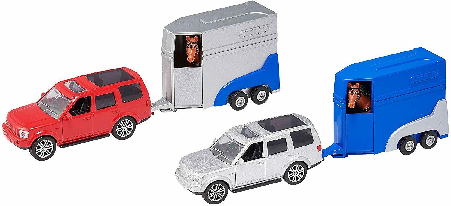 Teamsterz 4x4 Car with Horsebox Trailer – Diecast Farm Vehicle Toy for Kids