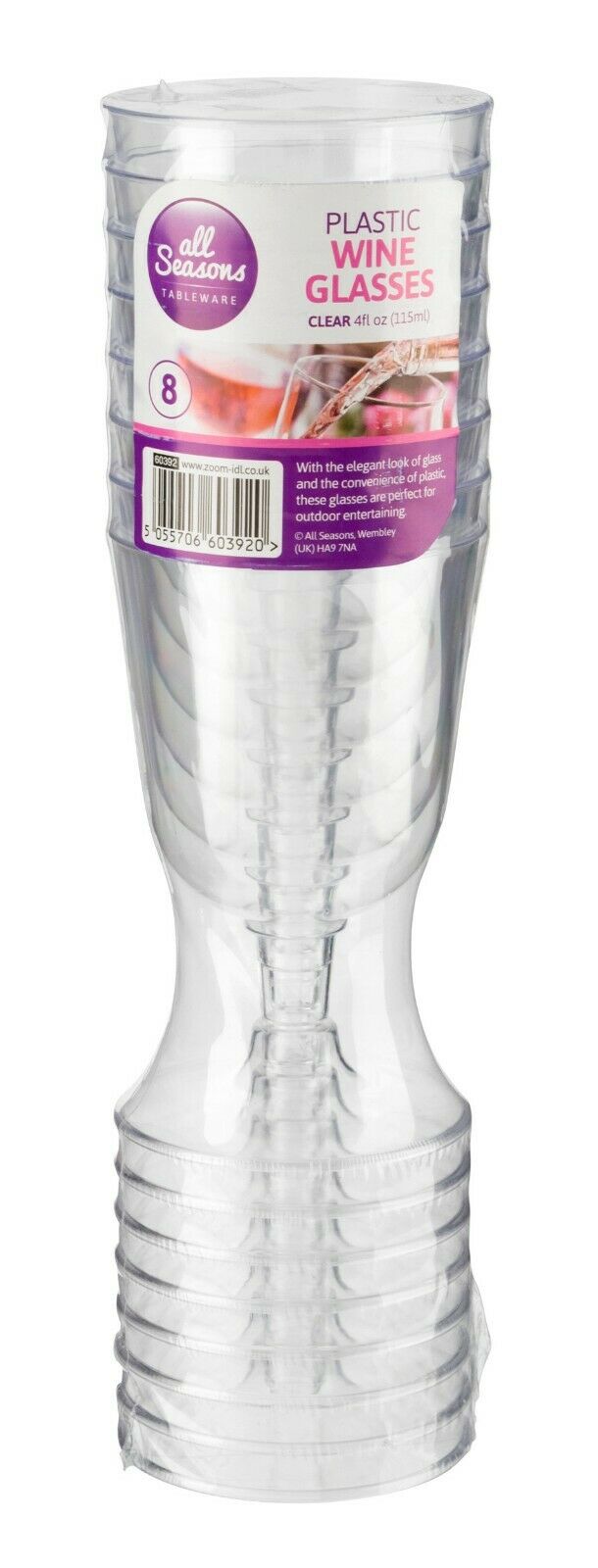 Set Of 8 Plastic Wine Glasses Clear Wedding Party BBQ Drinking Glass 115ml 3.8oz