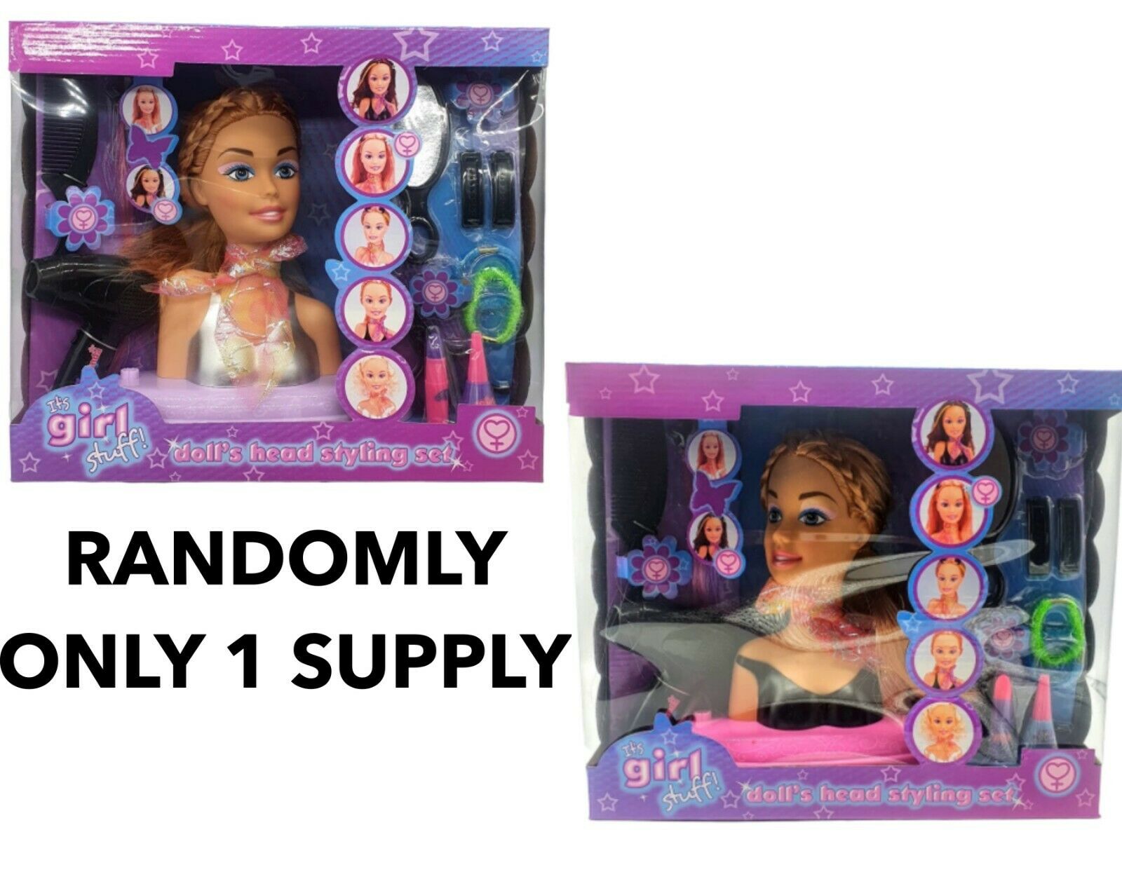 Girls Hair Styling Doll Head Play Set – Fashion Beauty Styling Toy for Kids, Makeup & Hairdresser Role Play