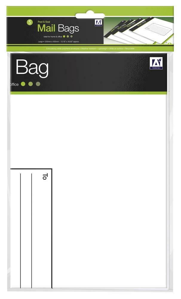 5 x Large Strong White Mailing Bags Weatherproof Peel & Seal - 335mm x 430mm