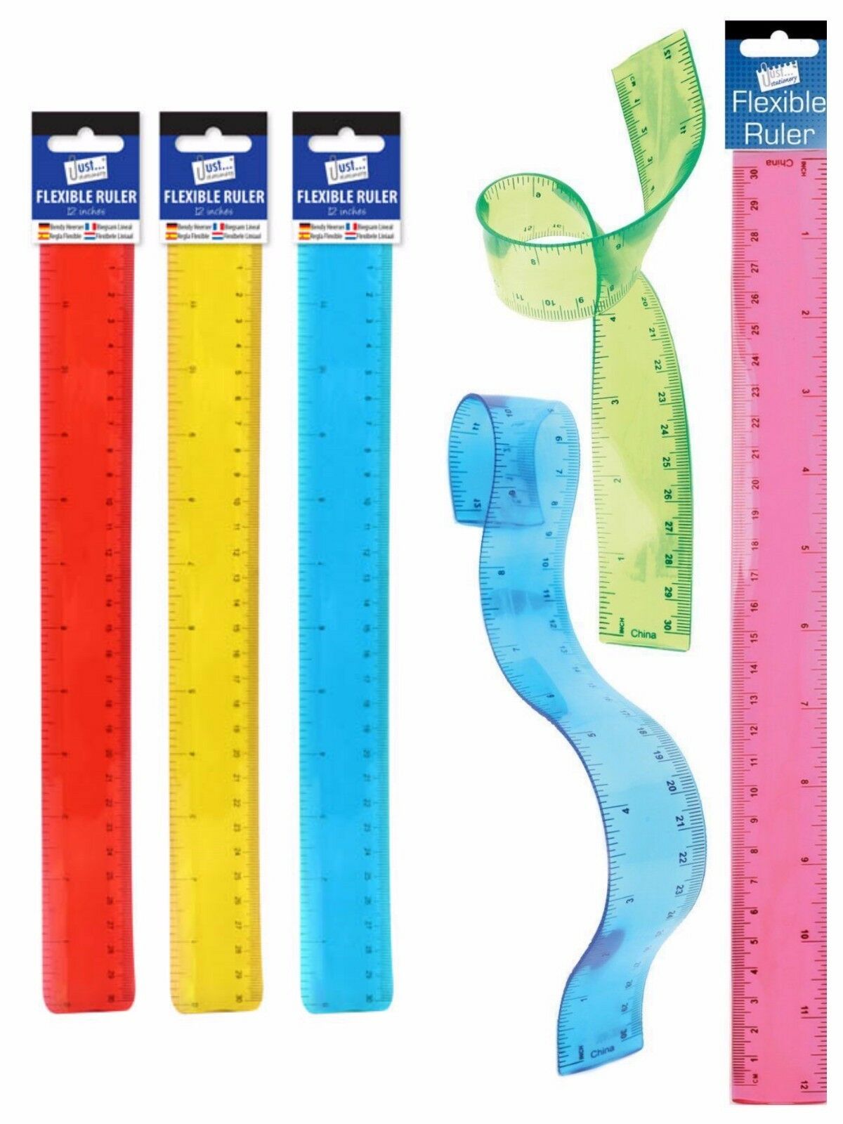 Tallon 12 Inch Flexible Transparent Ruler – Bendy Measuring Ruler for School, Office & Drawing