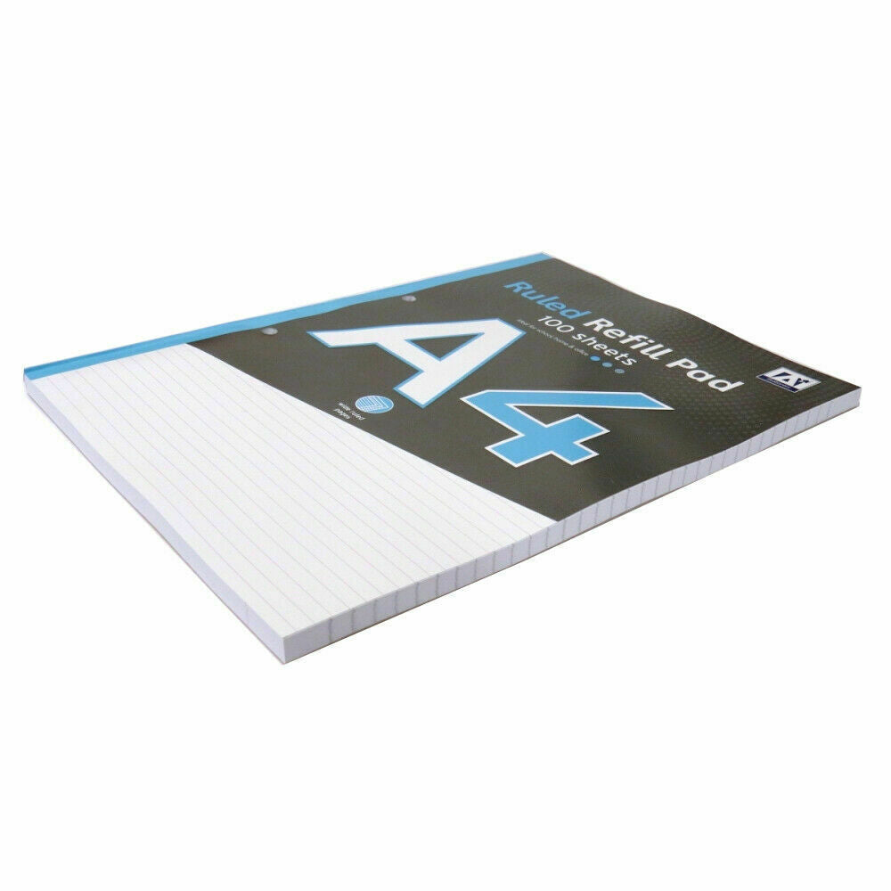 A4 Refill Pad Ruled 200 Pages Margin Lined Writing Note Book Punched Holes