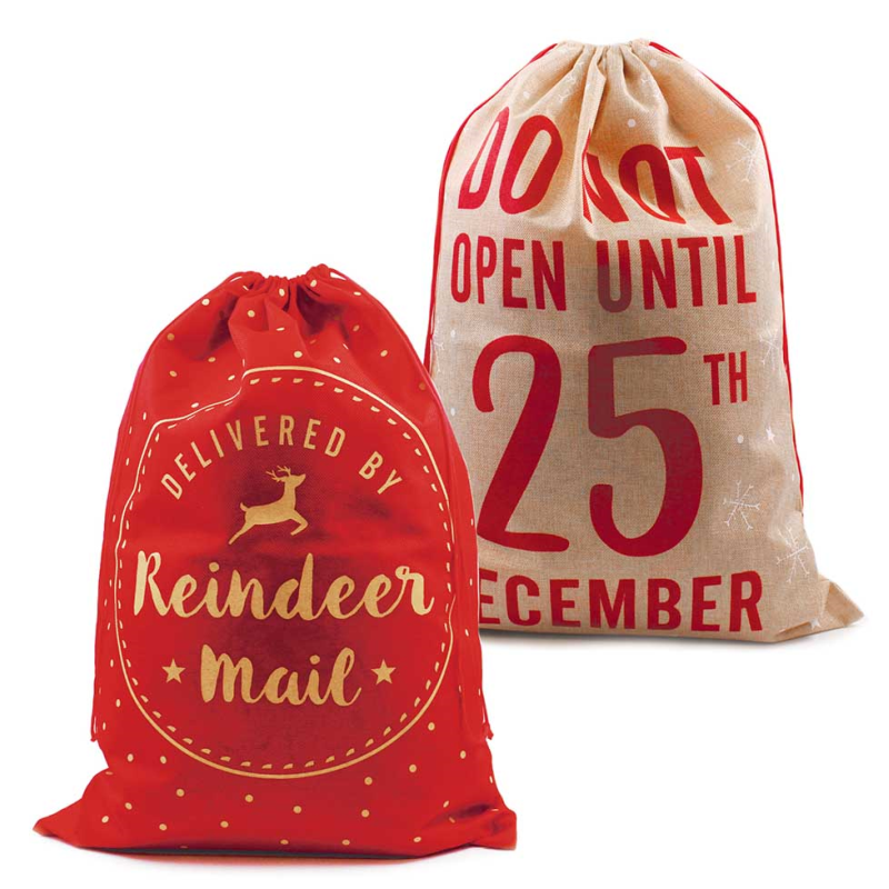 Large Christmas Hessian Santa Sack Vintage 100 x 70cm Gift Bag Xmas Present Bags