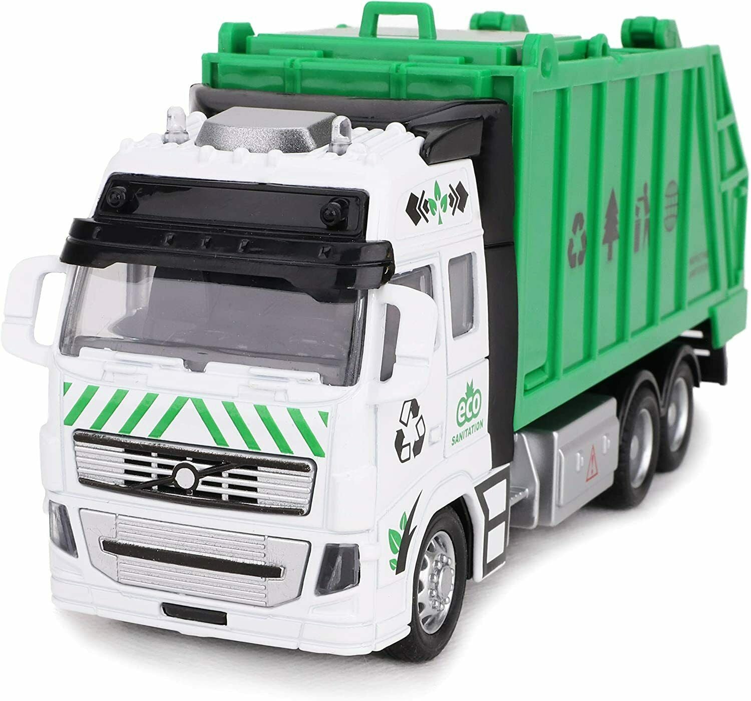 21cm Pull Back Diecast Garbage Truck Toy – Friction Powered Skip Lorry Vehicle for Kids