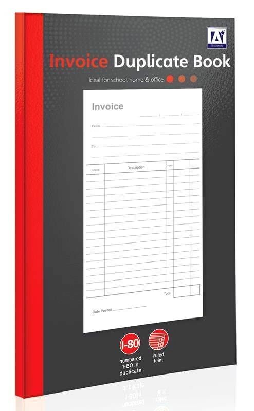 Full Size A5 Invoice Duplicate Book 1 - 80 Pages Numbered Business Home Office