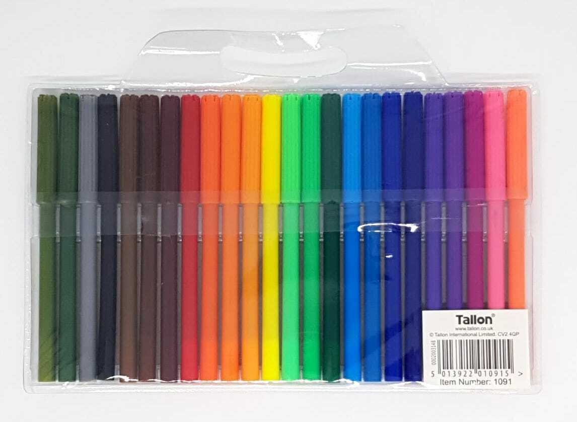 24 x Coloured Felt Tip Pens Set Adult & Kids Childrens Colouring Fine Fibre Pens