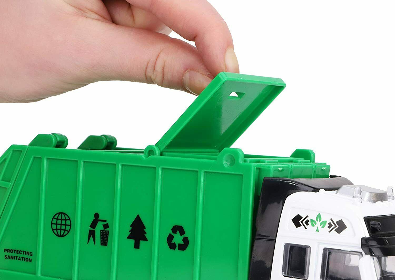 21cm Pull Back Diecast Garbage Truck Toy – Friction Powered Skip Lorry Vehicle for Kids