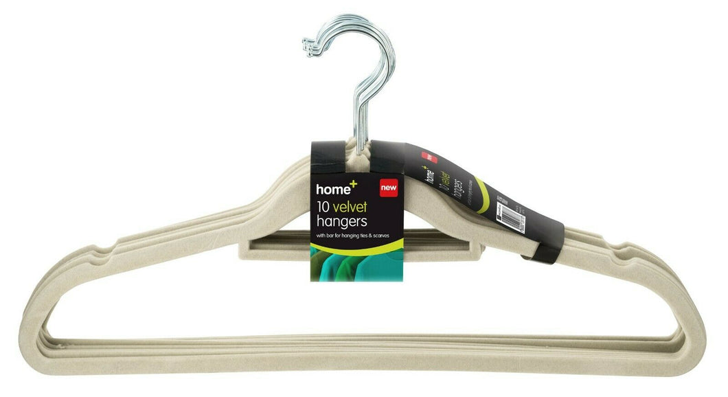 10 x NON SLIP FLOCKED COAT CLOTHES HANGERS VELVET TROUSER HANGING SPACE SAVING