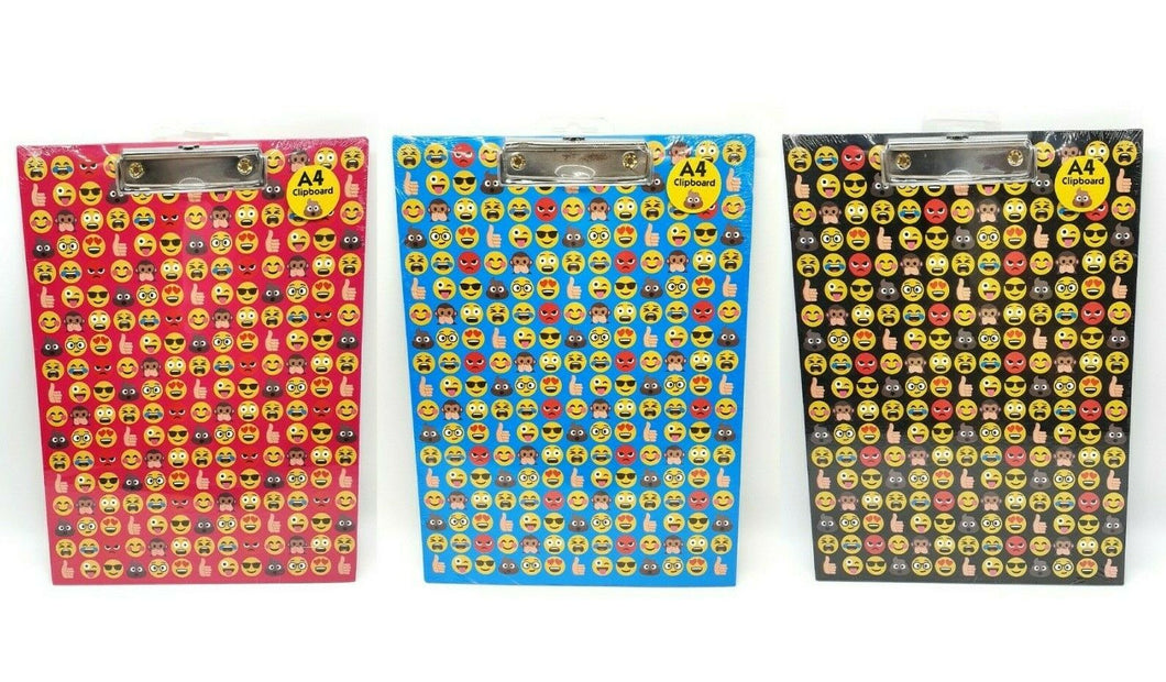 A4 CLIPBOARD FUNNY FACE EMOJI HANGING HOLE CLIP BOARD WRITING FILE FOLDER OFFICE