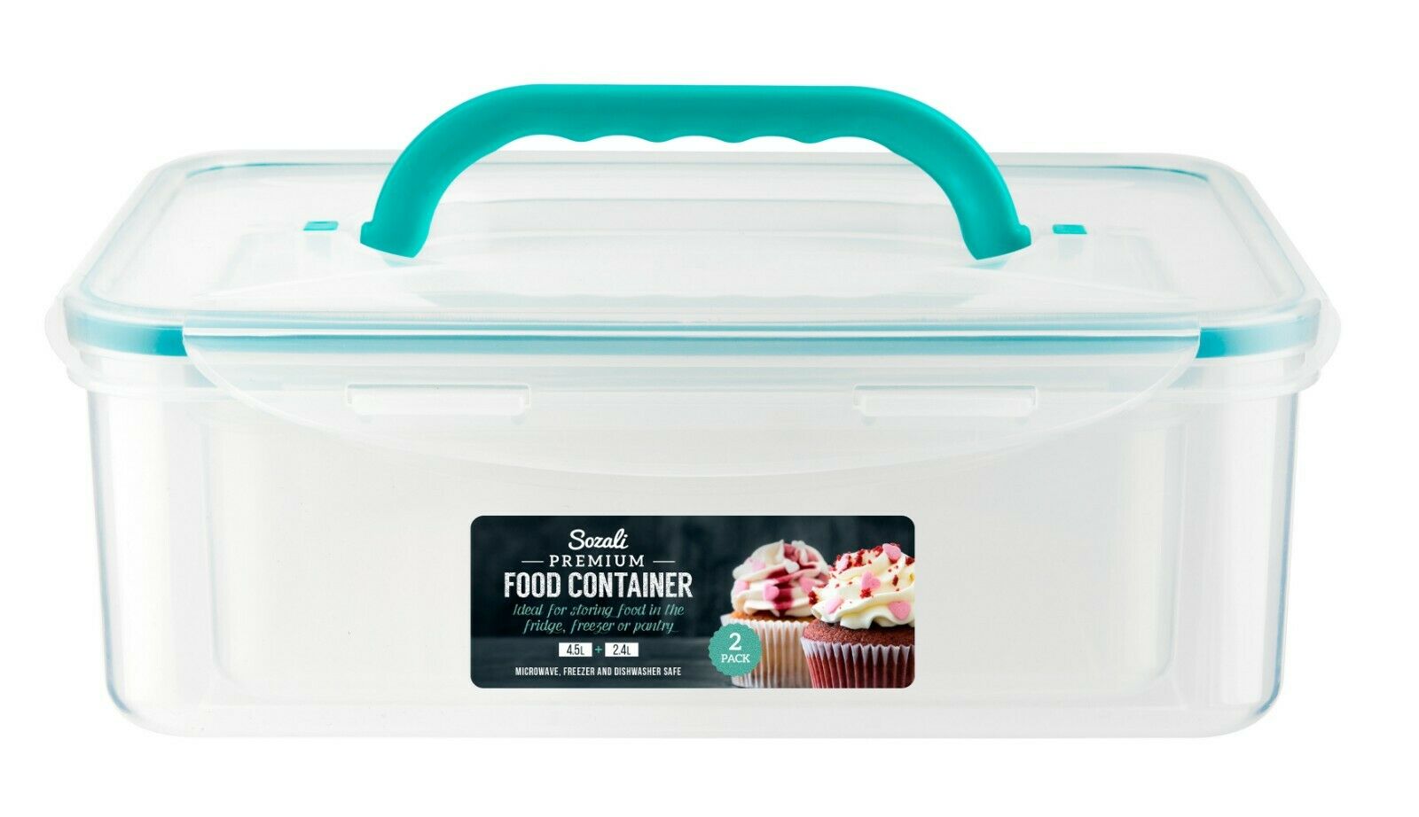 2 Pack Airtight Food Storage Containers – Clip Lock Kitchen Boxes 4.5L & 2.4L