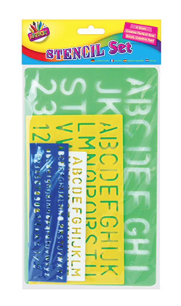 Pack of 4 Lettering Stencil Set Upper Lower Case Alphabet Number Kids Craft Set