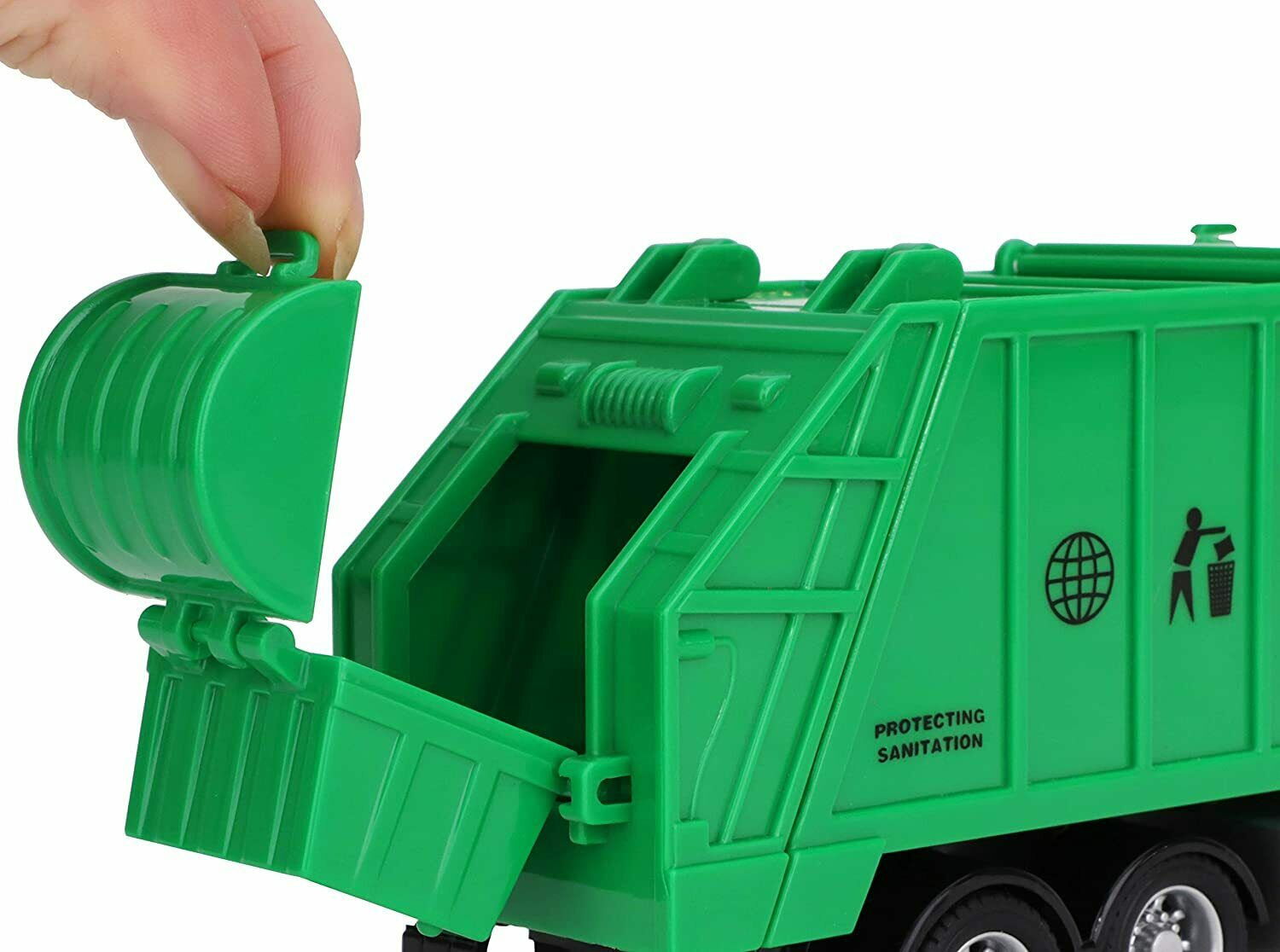 21cm Pull Back Diecast Garbage Truck Toy – Friction Powered Skip Lorry Vehicle for Kids