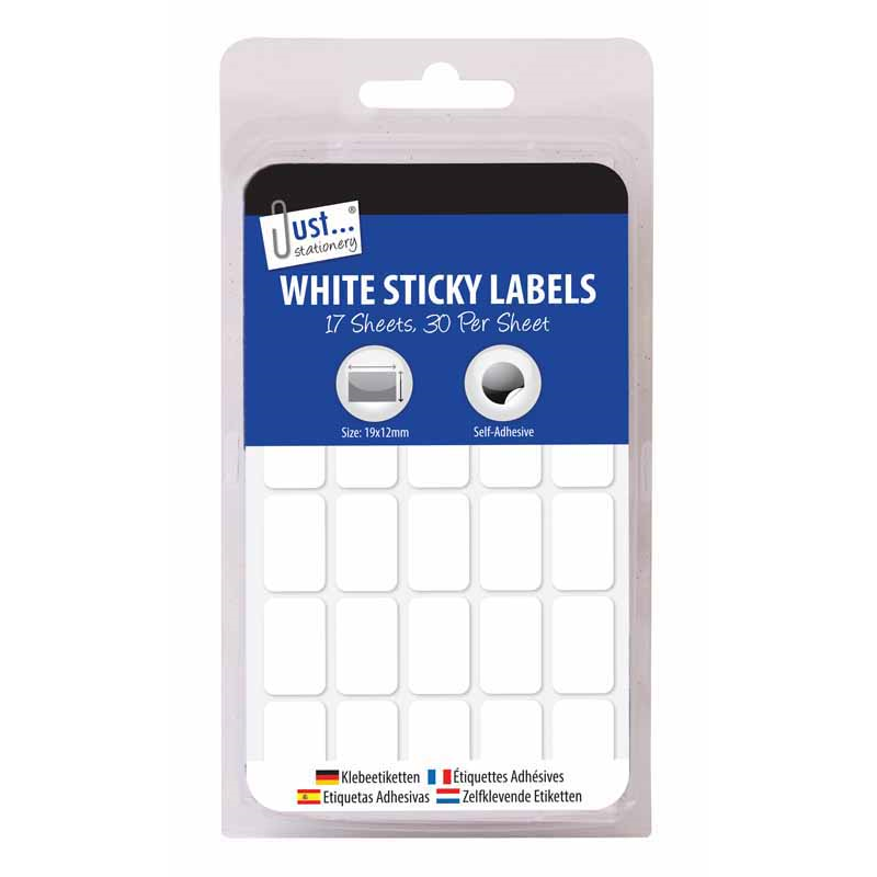 510 Small White Sticky Labels 19 x 12mm – Self-Adhesive Price Stickers & Plain Labelling Tags | Retail, Office, Craft & Home Organisation