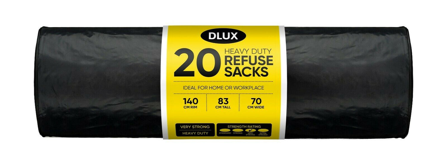 HEAVY DUTY BLACK REFUSE SACKS STRONG THICK RUBBISH BAG BIN LINERS - BUY BULK