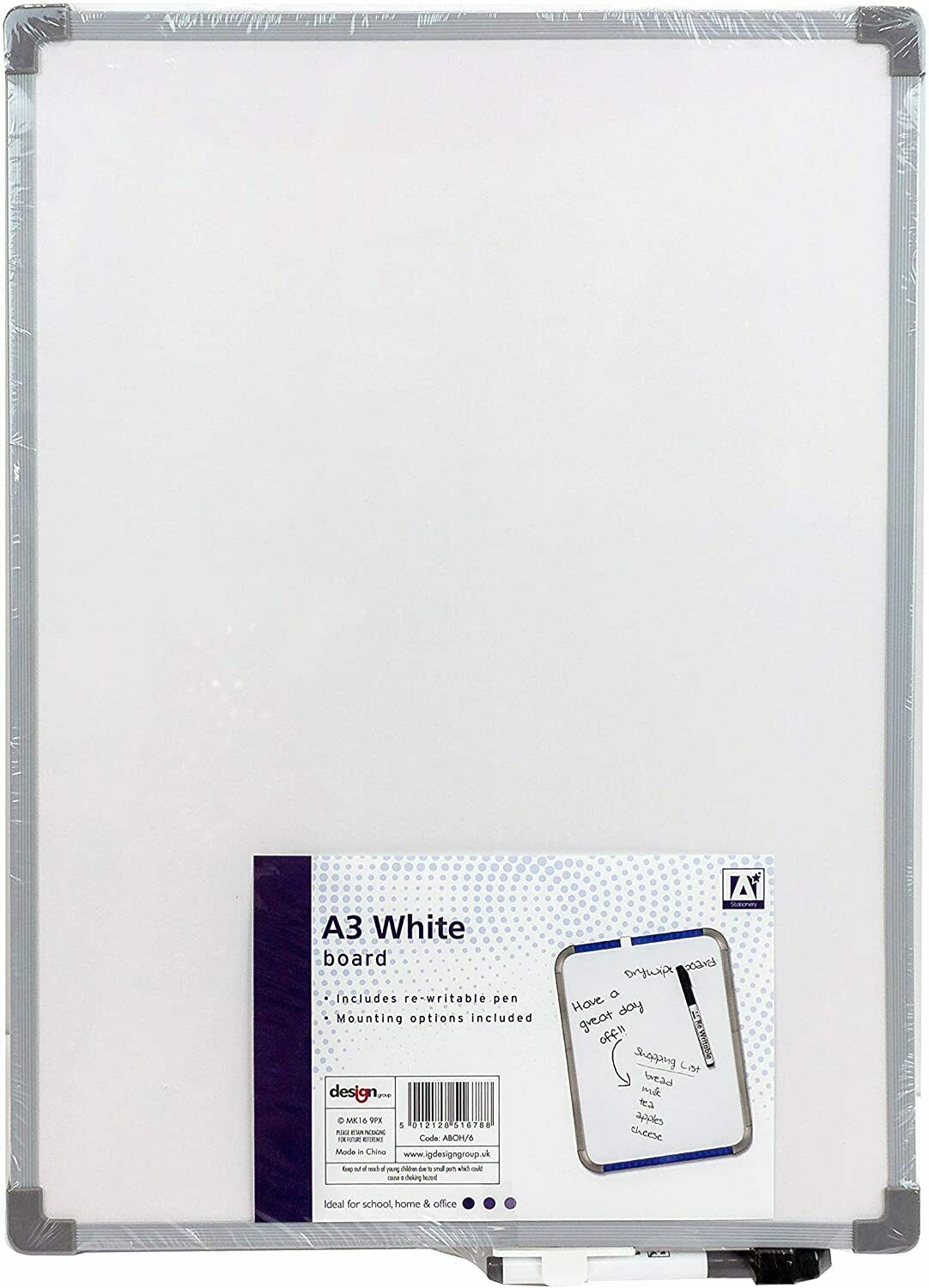 A3 Whiteboard Dry Wipe Re-writable Pen and Self Sticker Pad school/home/office