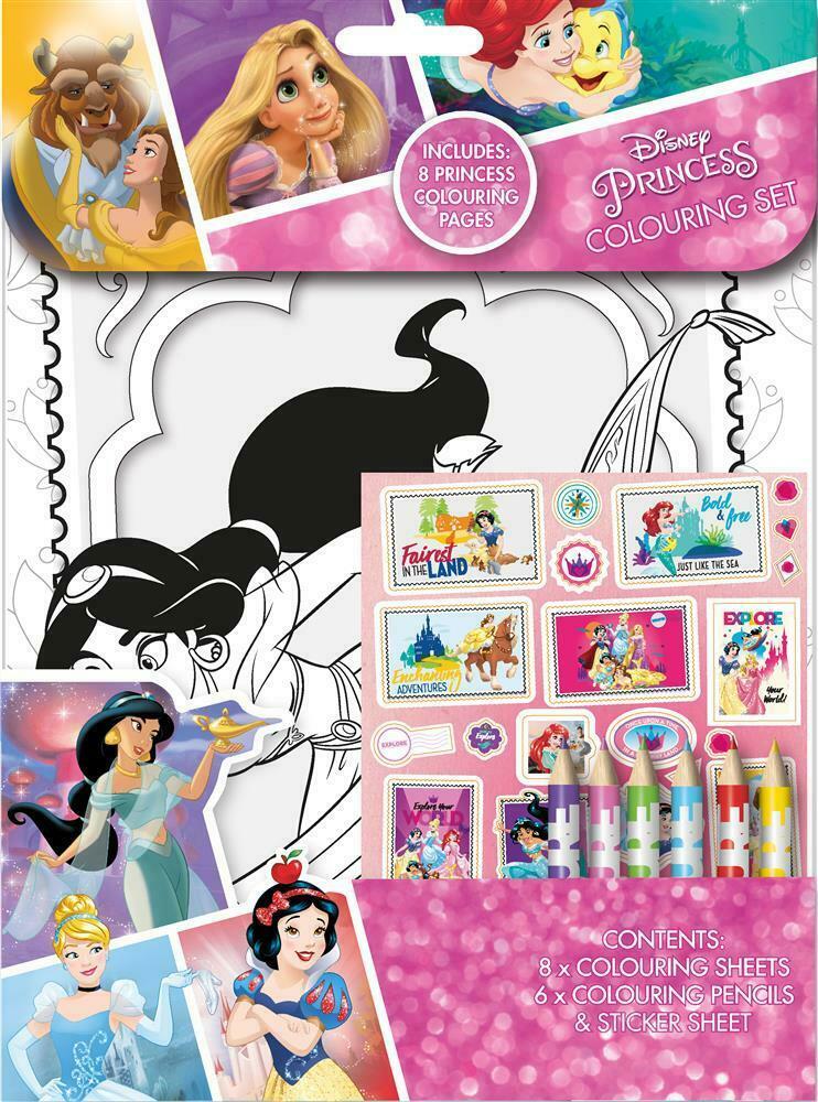 Disney Princess Colouring Book Art Craft Pencils & Stickers Travel Activity Book