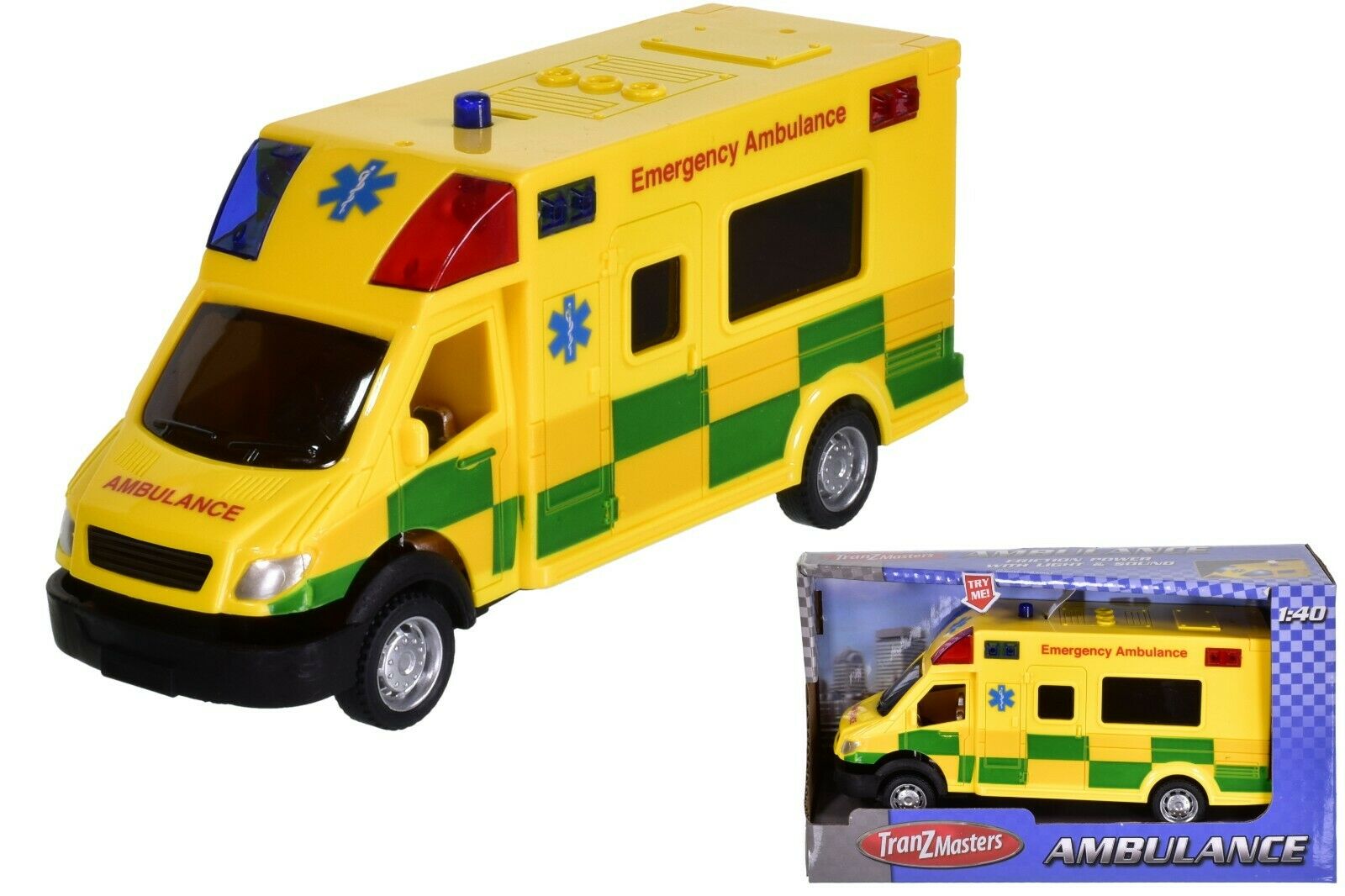 Emergency Ambulance Car Toy With Light & Sound Friction Kids Boys Birthday Gift