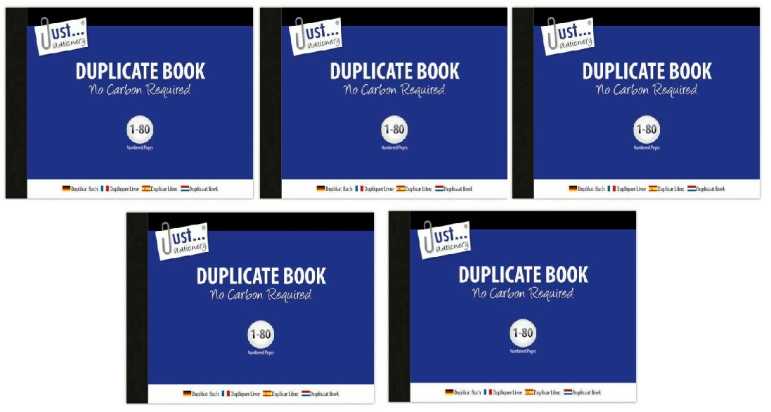 5 Pack Duplicate Receipt Books – Numbered NCR Invoice Pads 1–80 Pages for Office, Business & School Use