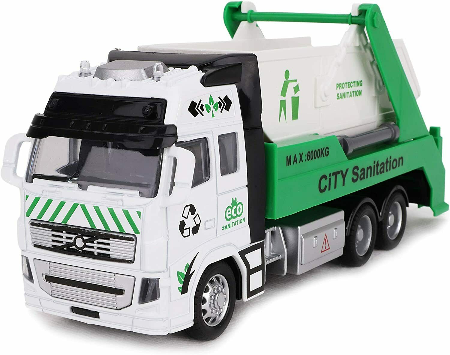21cm Pull Back Diecast Garbage Truck Toy – Friction Powered Skip Lorry Vehicle for Kids