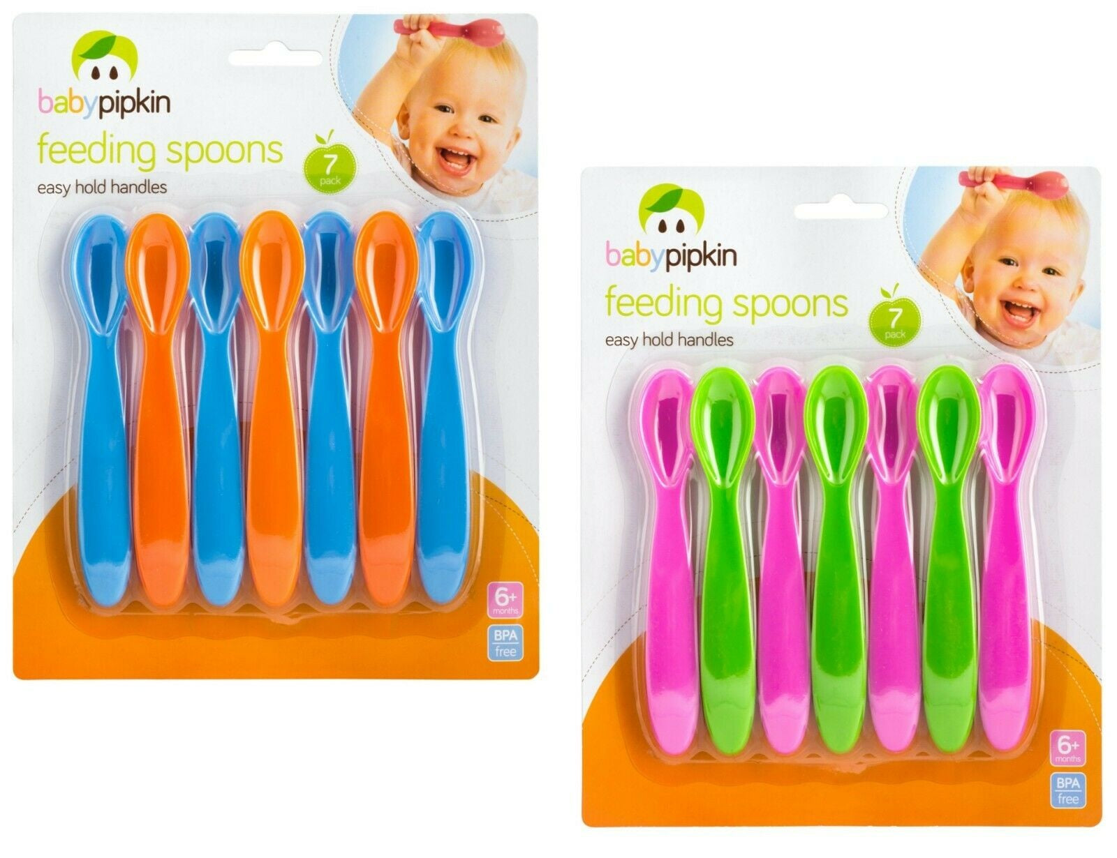 7pk Baby Feeding Weaning Spoons BPA Free Plastic Easy To Hold Toddler 6 Months+