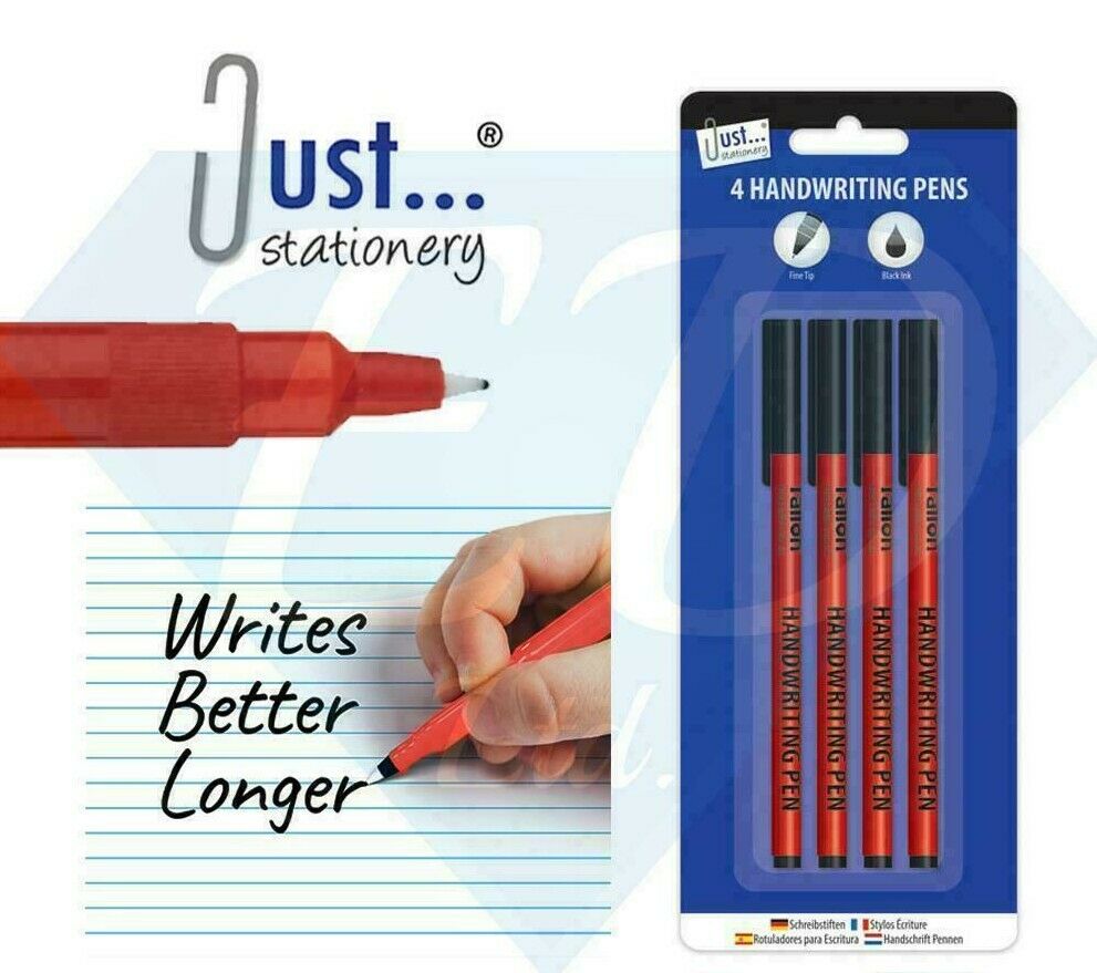 4 Pack Black Ink Handwriting Pens – Smooth Flow Fine Tip Writing Pens for School, Office & Home Use