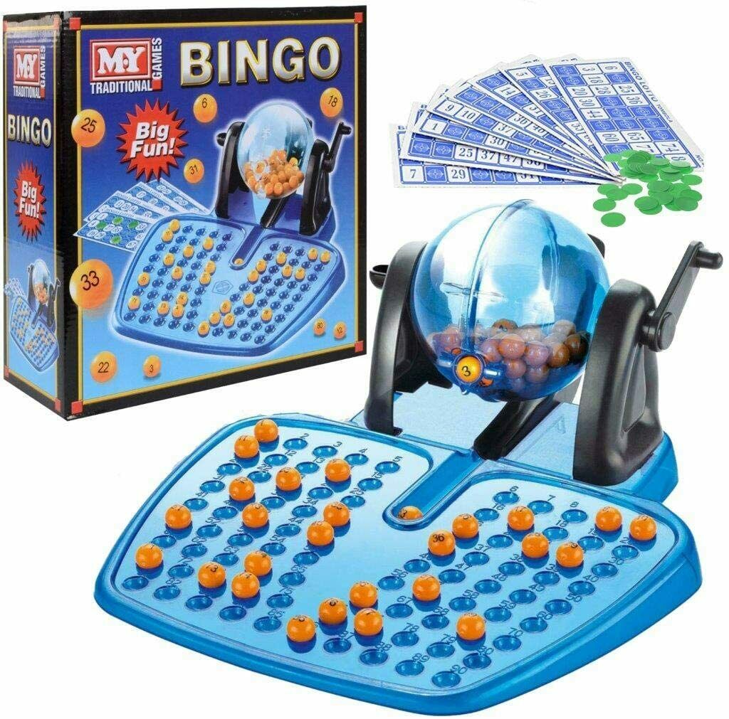 Large Traditional Bingo Game Family Revolving Ball Dispenser Machine Balls Cards