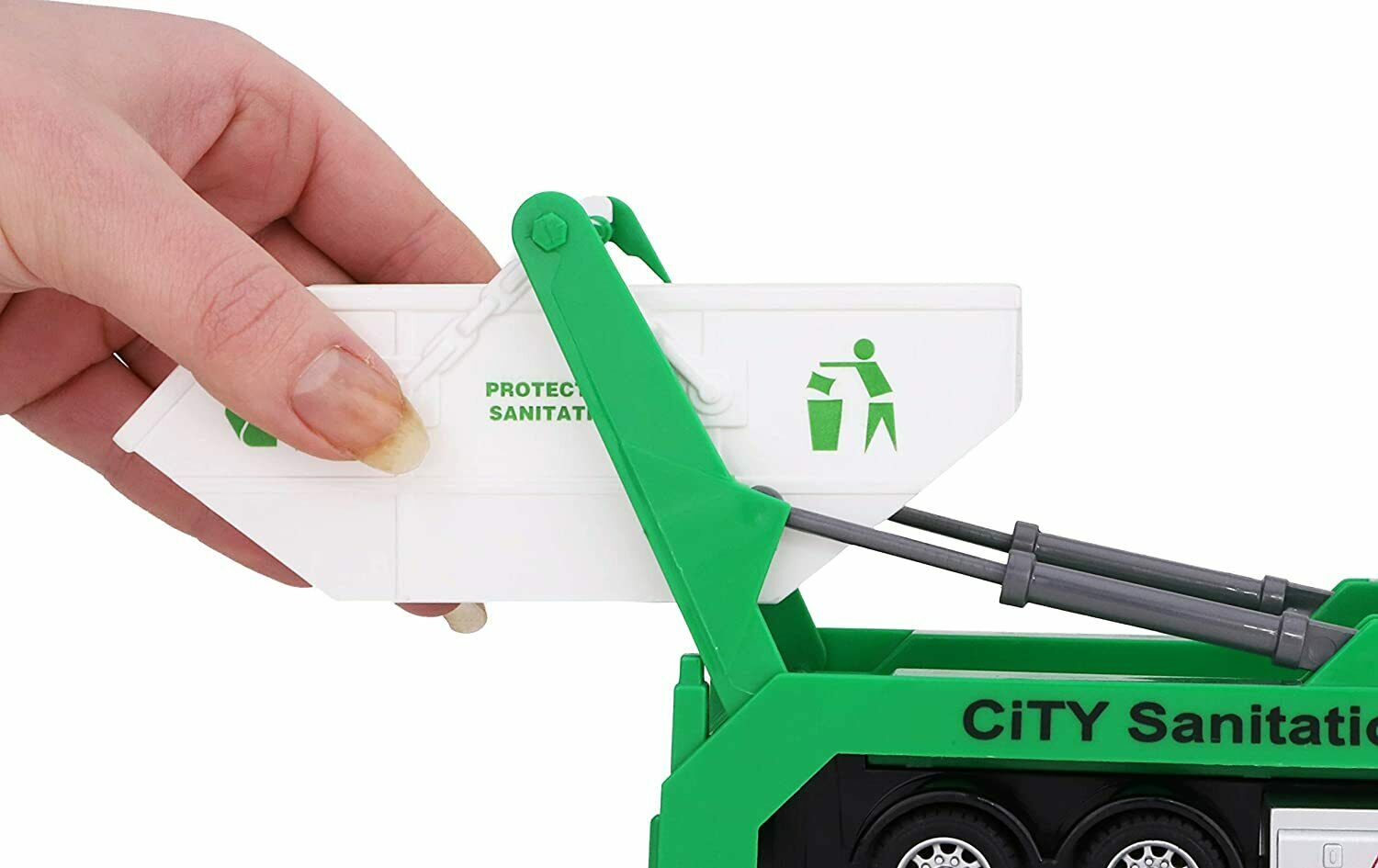 21cm Pull Back Diecast Garbage Truck Toy – Friction Powered Skip Lorry Vehicle for Kids
