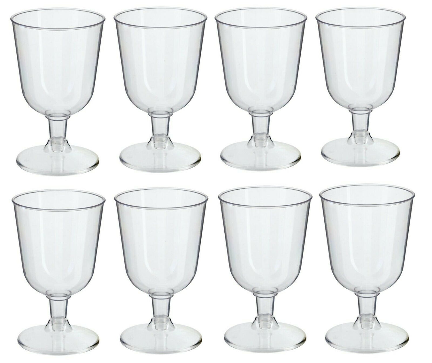 Set Of 8 Plastic Wine Glasses Clear Wedding Party BBQ Drinking Glass 115ml 3.8oz