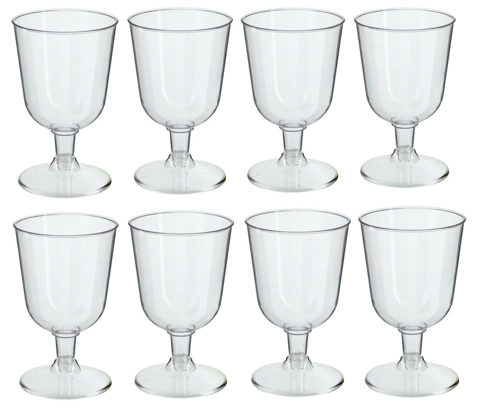 Set Of 8 Plastic Wine Glasses Clear Wedding Party BBQ Drinking Glass 115ml 3.8oz