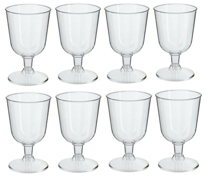 Set Of 8 Plastic Wine Glasses Clear Wedding Party BBQ Drinking Glass 115ml 3.8oz