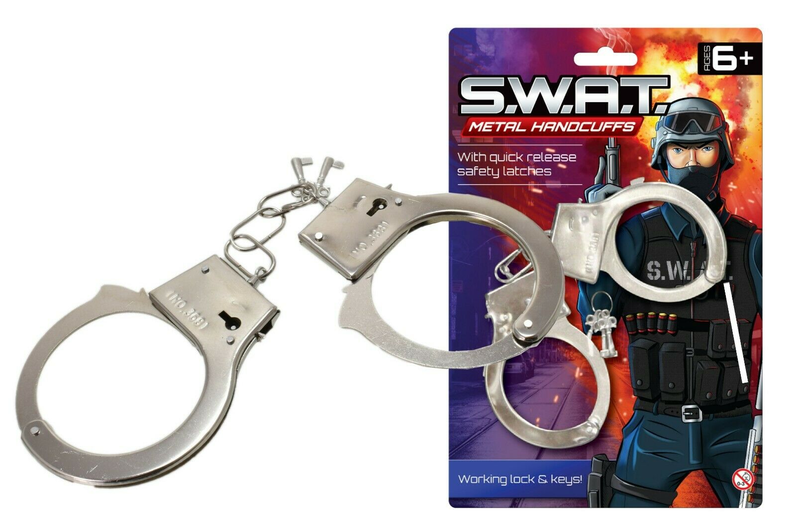 Kids Toy Metal Handcuffs – Police Pretend Play Handcuffs for Fancy Dress, Role Play & Dress-Up Games