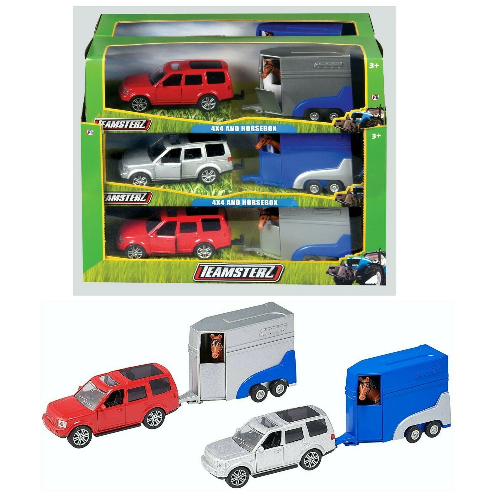 Teamsterz 4x4 Car with Horsebox Trailer – Diecast Farm Vehicle Toy for Kids