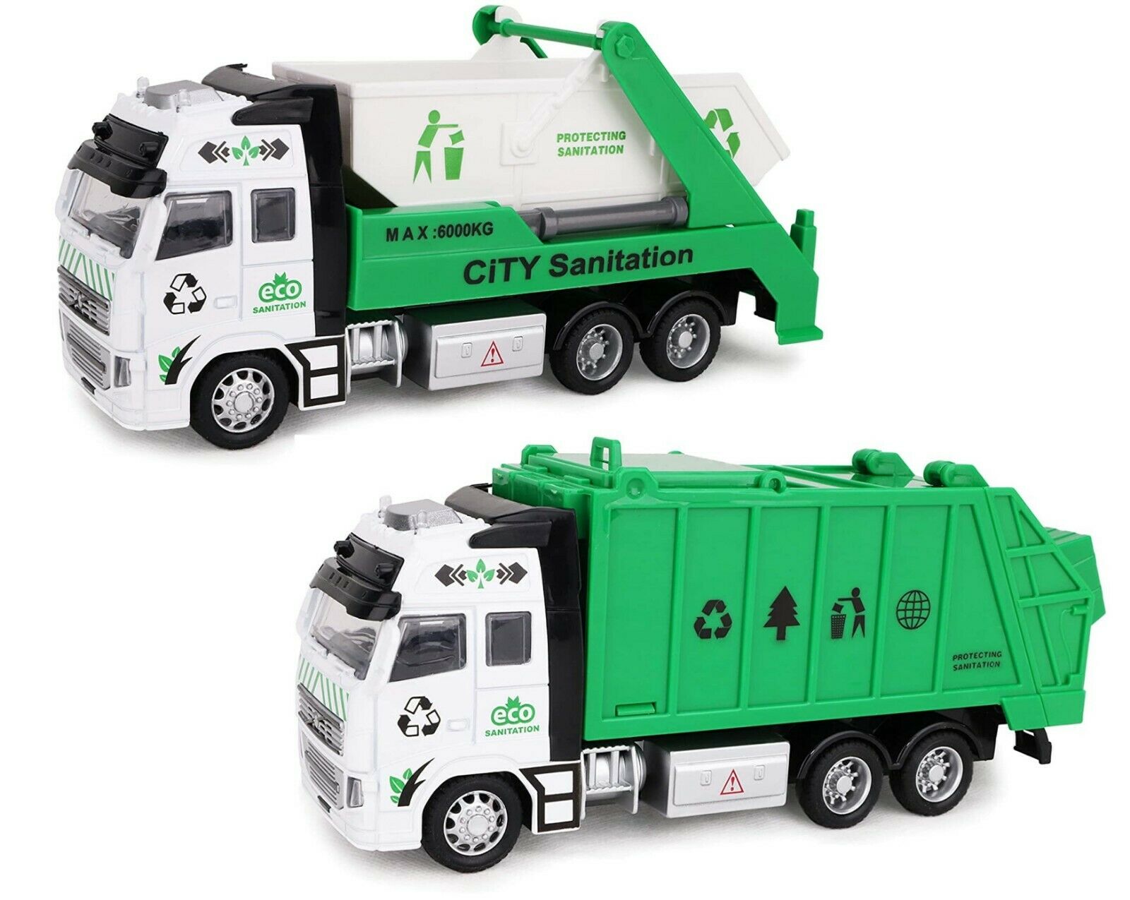 21cm Pull Back Diecast Garbage Truck Toy – Friction Powered Skip Lorry Vehicle for Kids
