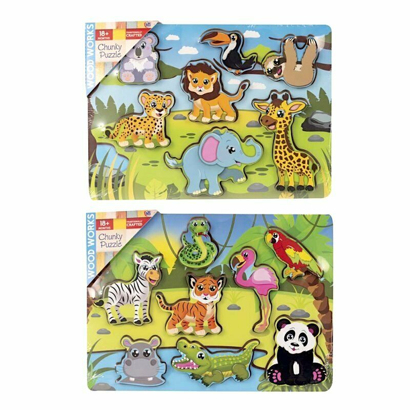Chunky Animals Wooden Jigsaw Puzzle Kids Educational Learning Toy XMAS Gift New