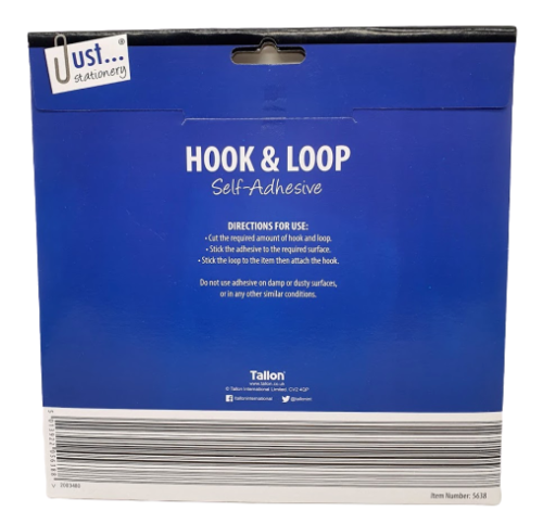 Hook and Loop Self Adhesive 19 x 8cm Backed Sticky Welcro Stickers 2 Sheets