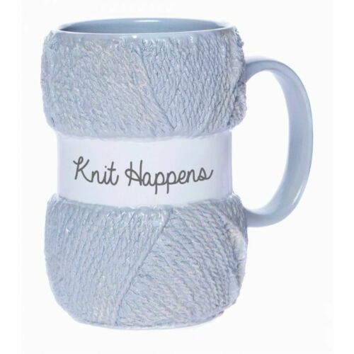 Knit Happens Novelty Mug Realistic Yarn Detailing Tea Coffee Ceramic Mug 350ml