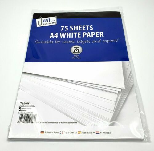 75 x A4 80gsm Bright White Office School Home Printing Copy Paper Stationery