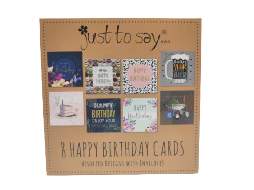 Pack of 8 Mixed Assorted Happy Birthday Cards Female & Male Adult Greeting Card